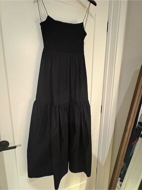Zara Black Spaghetti-Strap Tiered Maxi Dress